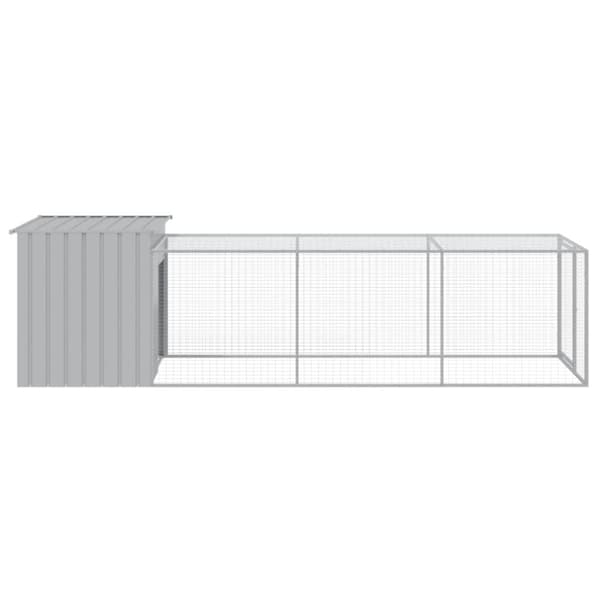 vidaXL Kanakoppi/ulkotila v.harmaa 110x405x110 cm galvanoitu teräs -  Pieneläinten kopit & häkit