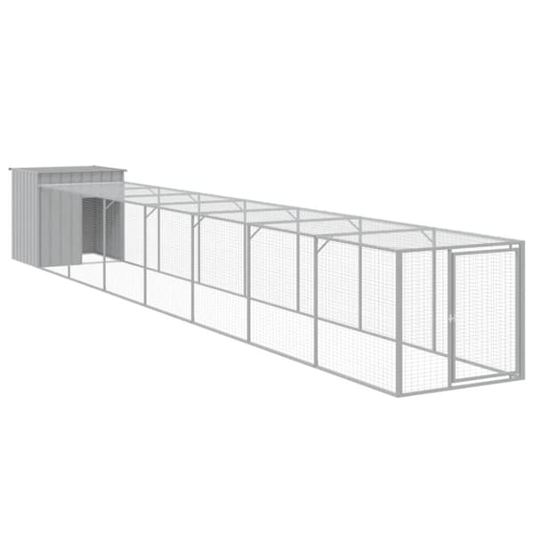 vidaXL Kanakoppi/ulkotila v.harmaa 110x813x110 cm galvanoitu teräs -  Pieneläinten kopit & häkit