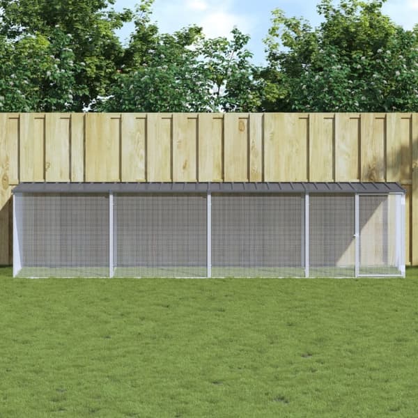 vidaXL hønsebur med tag 403x98x90 cm galvaniseret stål antracitgrå -  Huse & bure til små dyr