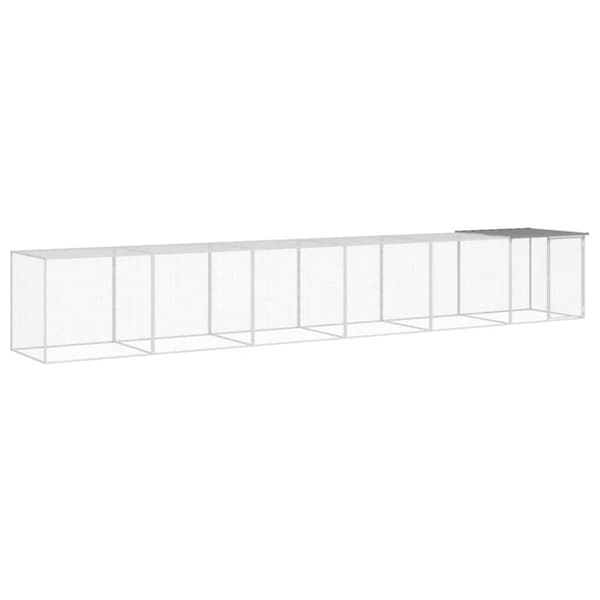 vidaXL hønsehus med tag 603x98x90 cm galvaniseret stål lysegrå -  Huse & bure til små dyr