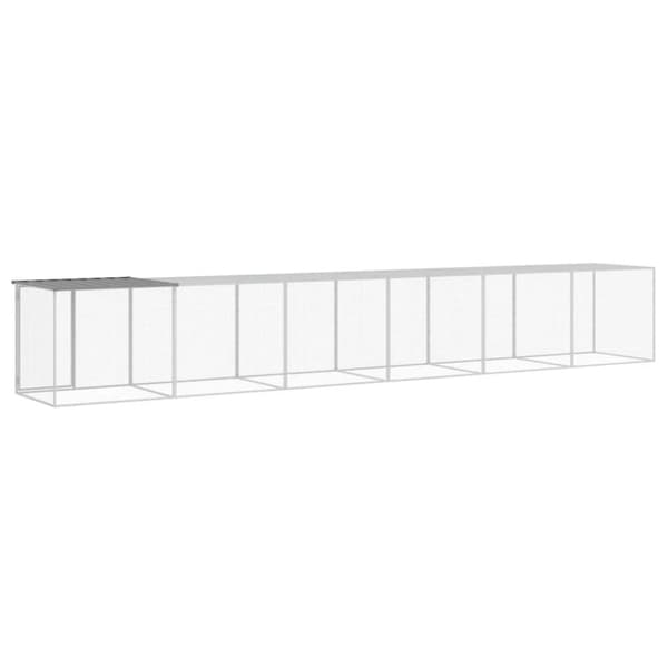 vidaXL hønsehus med tag 603x98x90 cm galvaniseret stål lysegrå -  Huse & bure til små dyr