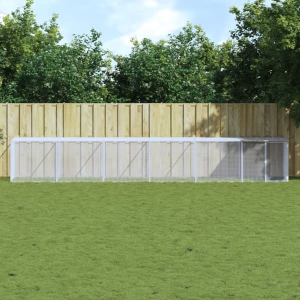 vidaXL hønsehus med tag 603x98x90 cm galvaniseret stål lysegrå -  Huse & bure til små dyr