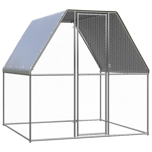 vidaXL Kanahäkki hopea ja harmaa 2x2x2 m galvanoitu teräs -  Pieneläinten kopit & häkit