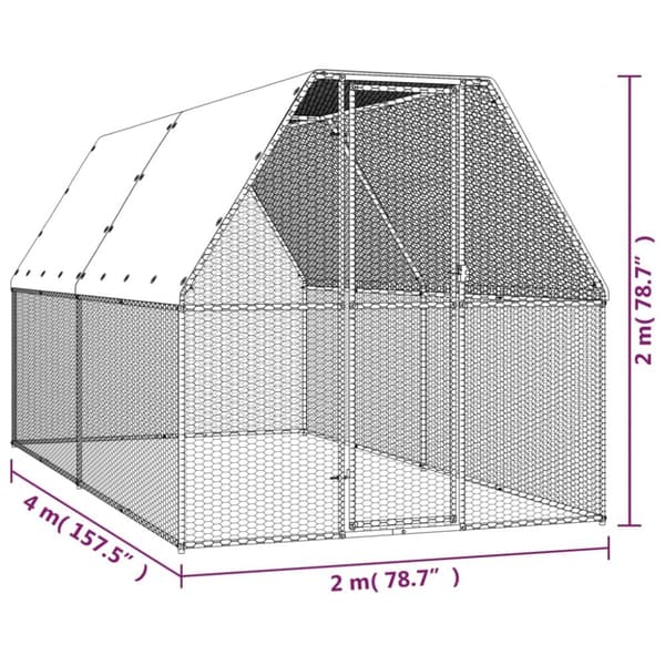 vidaXL Ulkotilan kanahäkki 2x4x2 m galvanoitu teräs -  Pieneläinten kopit & häkit