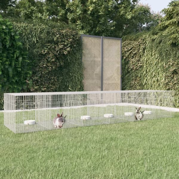 vidaXL 6-panels kaninbur 327x79x54 cm galvaniseret jern -  Huse & bure til små dyr
