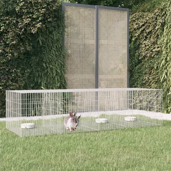 vidaXL 4-panels kaninbur 217x79x54 cm galvaniseret jern -  Huse & bure til små dyr