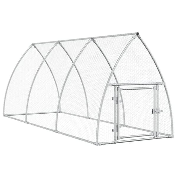 vidaXL hønsehus 300x105x120 cm galvaniseret stål sølvfarvet -  Huse & bure til små dyr