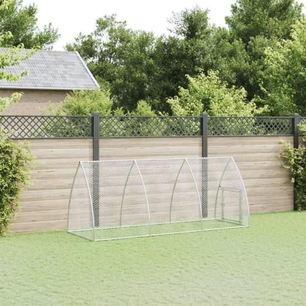 vidaXL hønsehus 300x105x120 cm galvaniseret stål sølvfarvet -  Huse & bure til små dyr