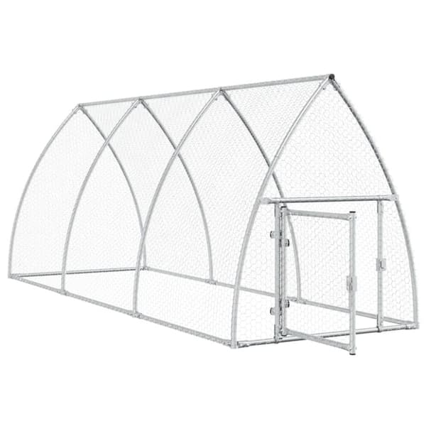 vidaXL hønsehus 300x105x120 cm galvaniseret stål sølvfarvet -  Huse & bure til små dyr