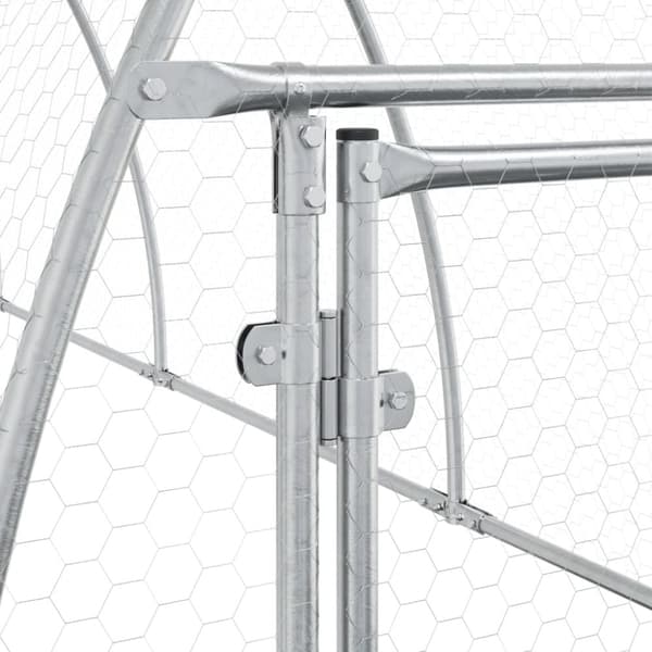 vidaXL hønsehus 300x105x120 cm galvaniseret stål sølvfarvet -  Huse & bure til små dyr