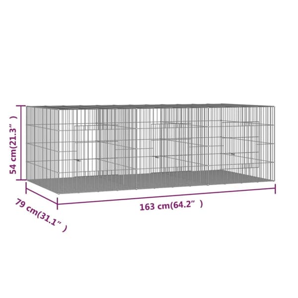 vidaXL Kaninhage 3 paneler 163x79x54 cm galvaniserat järn -  Smådjursburar