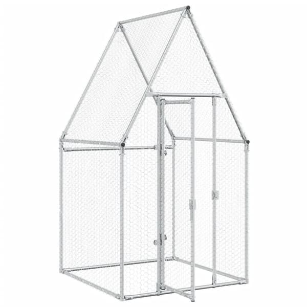vidaXL Kanahäkki hopea 100x100x190 cm galvanoitu teräs -  Pieneläinten kopit & häkit