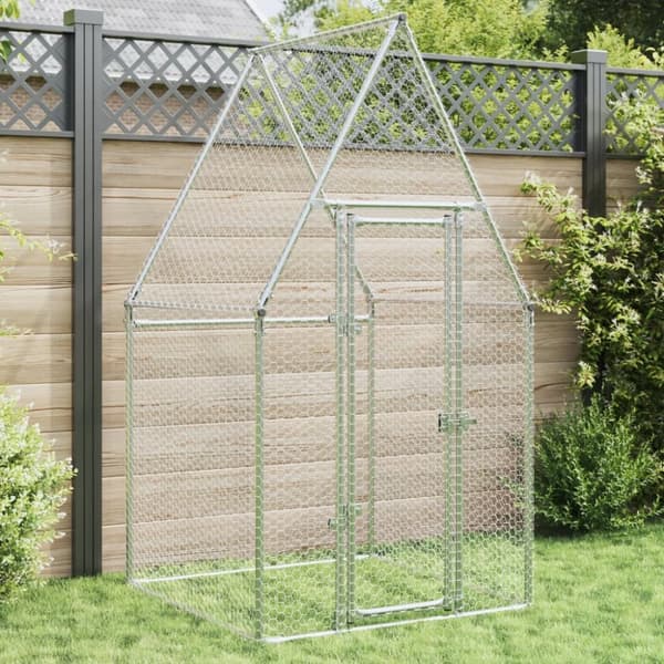 vidaXL Hönsbur silver 100x100x190 cm galvaniserat stål -  Smådjursburar