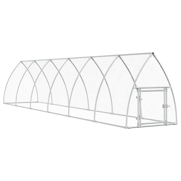 vidaXL hønsehus 600x105x120 cm galvaniseret stål sølvfarvet -  Huse & bure til små dyr