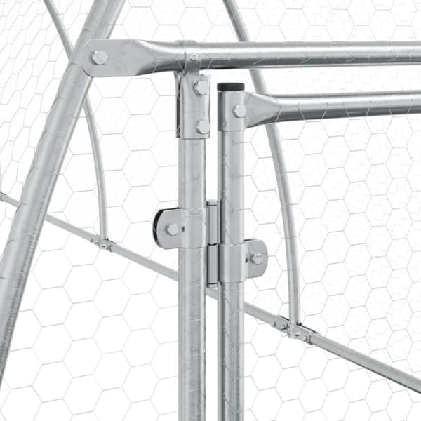 vidaXL hønsehus 600x105x120 cm galvaniseret stål sølvfarvet -  Huse & bure til små dyr