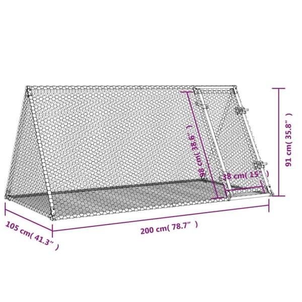 vidaXL Kaninbur silver 200x105x91 cm galvaniserat stål -  Smådjursburar
