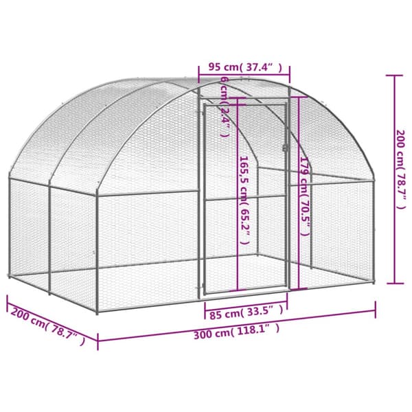The Living Store Kanojen ulkohäkki 3x2x2 m galvanoitu teräs -  Pieneläinten kopit & häkit