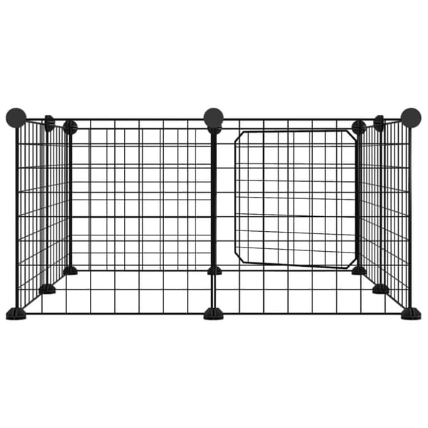 The Living Store 8-panels kæledyrsindhegning med låge 35x35 cm stål sort -  Huse & bure til små dyr