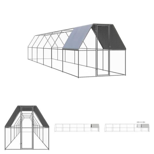 The Living Store udendørs hønsegård 2x12x2 cm galvaniseret stål -  Huse & bure til små dyr