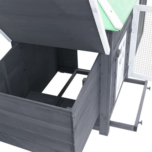 The Living Store hønsehus med redekasse 190x72x102 cm massivt fyrretræ grå -  Huse & bure til små dyr
