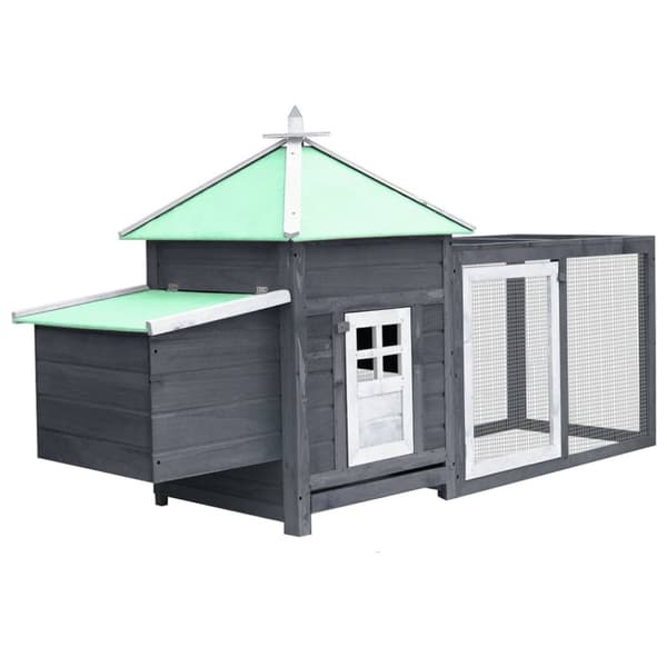 The Living Store hønsehus med redekasse 190x72x102 cm massivt fyrretræ grå -  Huse & bure til små dyr