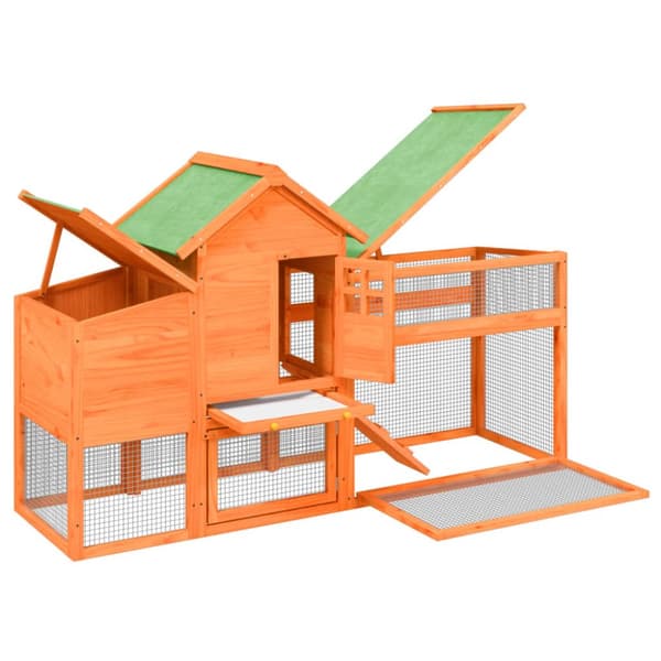 The Living Store hønsehus 186,5x58,5x113 cm massivt fyrretræ brun - Huse & bure til små dyr