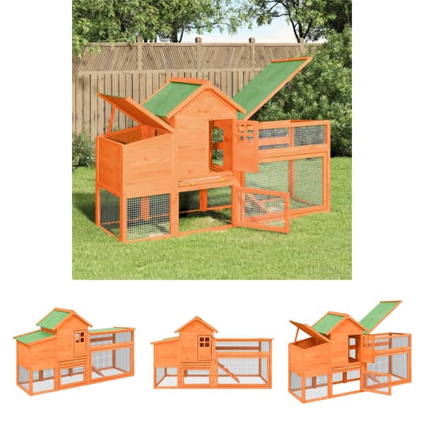 The Living Store hønsehus 186,5x58,5x113 cm massivt fyrretræ brun -  Huse & bure til små dyr