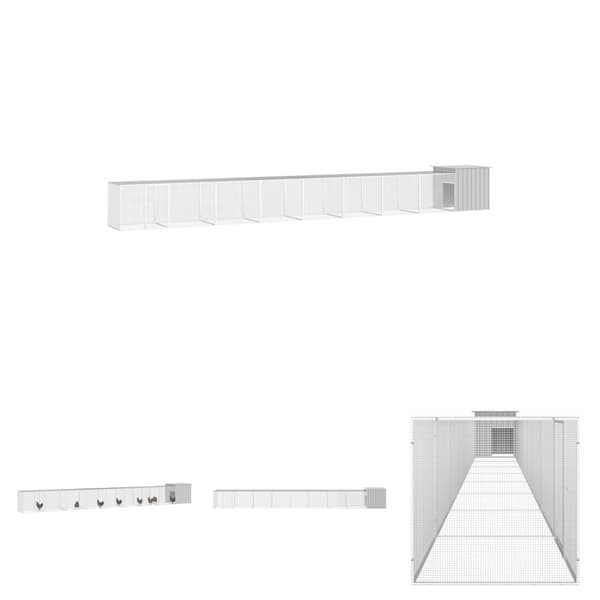 The Living Store Kanahäkki harmaa 900x91x100 cm galvanoitu teräs -  Pieneläinten kopit & häkit