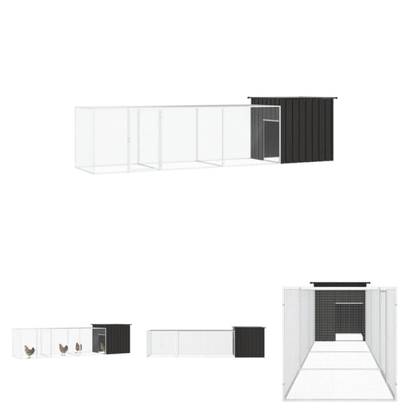 The Living Store Kanahäkki antrasiitti 400x91x100 cm galvanoitu teräs -  Pieneläinten kopit & häkit
