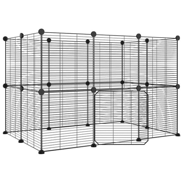 The Living Store 20-panels kæledyrsindhegning med låge 35x35 cm stål sort -  Huse & bure til små dyr