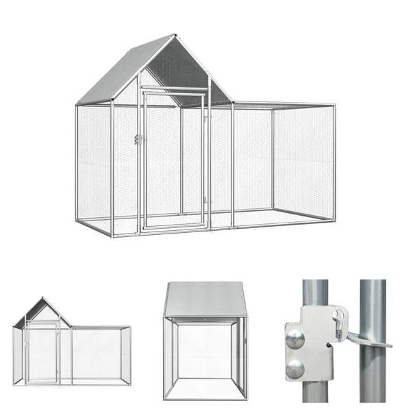 The Living Store Kanahäkki 2x1x1,5 m galvanoitu teräs -  Pieneläinten kopit & häkit