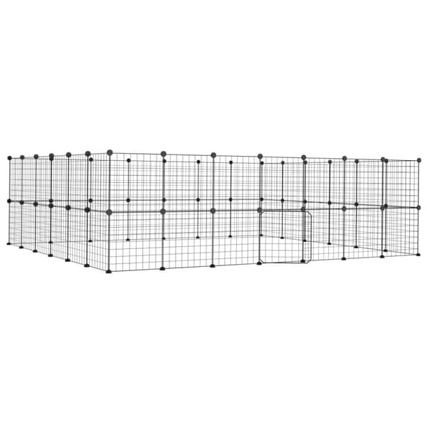 The Living Store 52-panels kæledyrsindhegning med låge 35x35 cm stål sort - Huse & bure til små dyr
