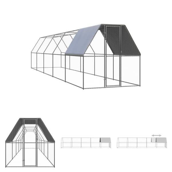 The Living Store Ulkotilan kanahäkki 2x10x2 m galvanoitu teräs -  Pieneläinten kopit & häkit