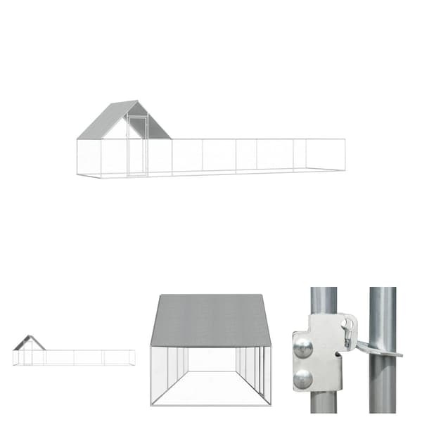 The Living Store hønsegård 8x2x2 m galvaniseret stål -  Huse & bure til små dyr