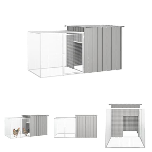 The Living Store hønsehus 200x91x100 cm galvaniseret stål grå -  Huse & bure til små dyr