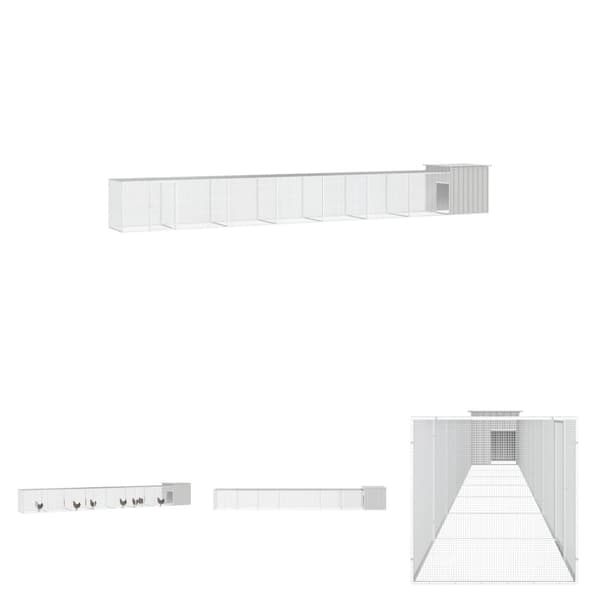 The Living Store hønsehus 800x91x100 cm galvaniseret stål grå -  Huse & bure til små dyr
