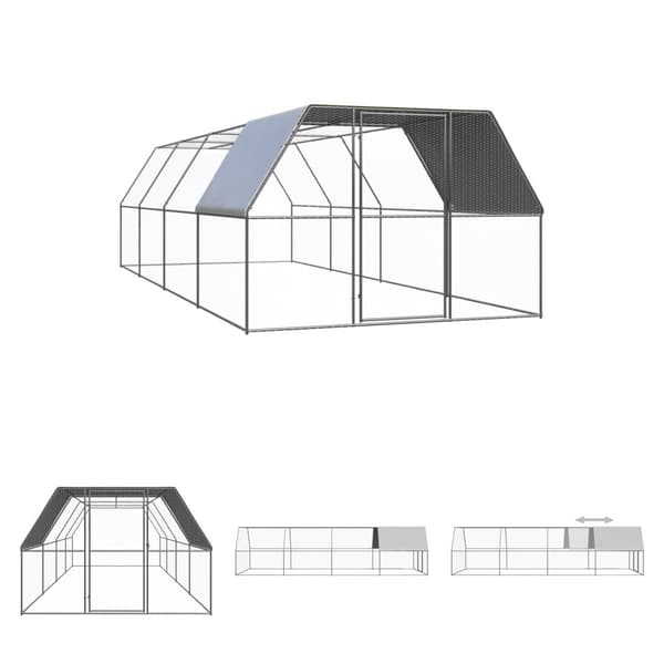 The Living Store Hönsbur för utomhusbruk 3x8x2 m galvaniserat stål -  Smådjursburar