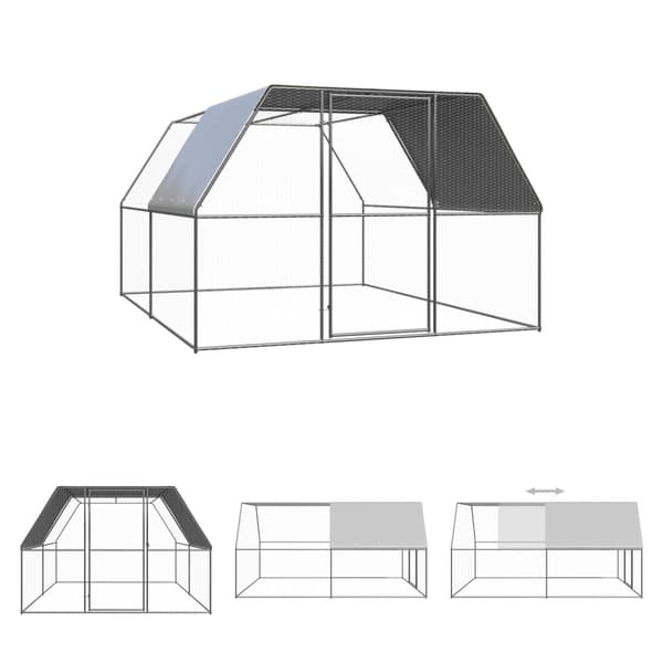 The Living Store udendørs hønsegård 3x4x2 m galvaniseret stål -  Huse & bure til små dyr
