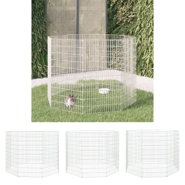 The Living Store 8-panels kaninbur 54x100 cm galvaniseret jern -  Huse & bure til små dyr