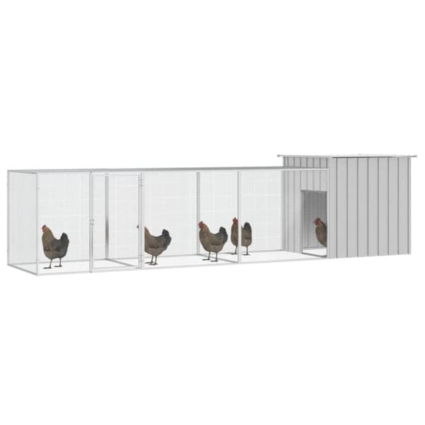 The Living Store hønsehus 400x91x100 cm galvaniseret stål grå -  Huse & bure til små dyr