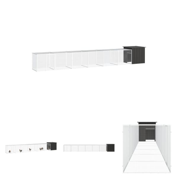 The Living Store Kanahäkki antrasiitti 700x91x100 cm galvanoitu teräs -  Pieneläinten kopit & häkit
