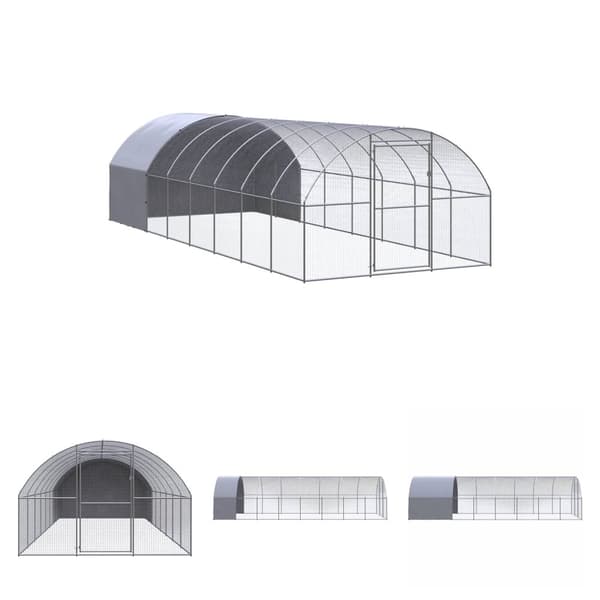 The Living Store hønsehus 3x8x2 m galvaniseret stål -  Huse & bure til små dyr