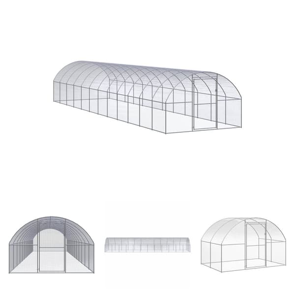 The Living Store Hönsbur för utomhusbruk 3x12x2 m galvaniserat stål -  Smådjursburar