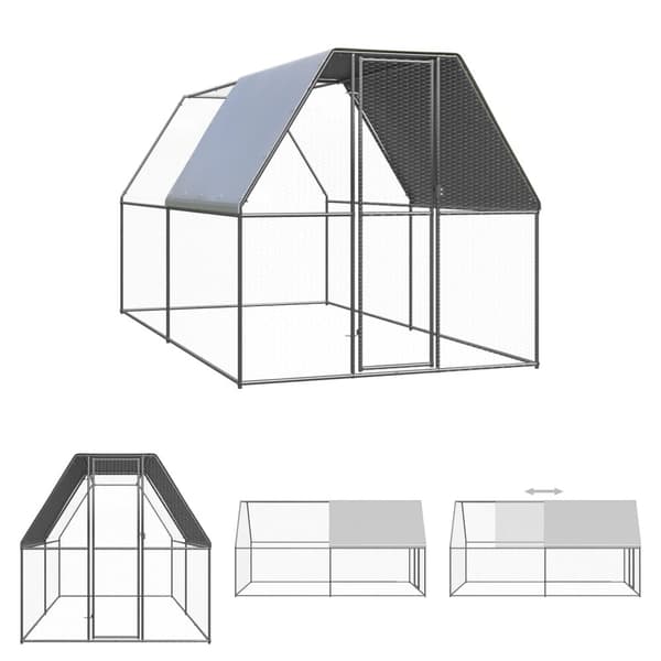 The Living Store udendørs hønsegård 2x4x2 m galvaniseret stål -  Huse & bure til små dyr
