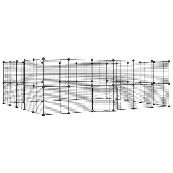 The Living Store 44-panels kæledyrsindhegning med låge 35x35 cm stål sort -  Huse & bure til små dyr