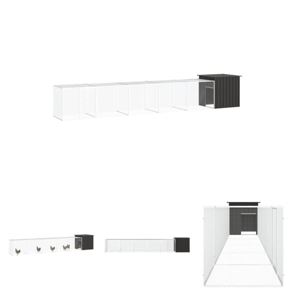 The Living Store Hönsbur antracit 600x91x100 cm galvaniserat stål -  Smådjursburar