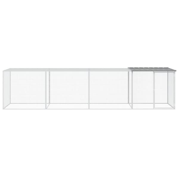 The Living Store Hönsbur med tak ljusgrå 403x98x90 cm galvaniserat stål -  Smådjursburar