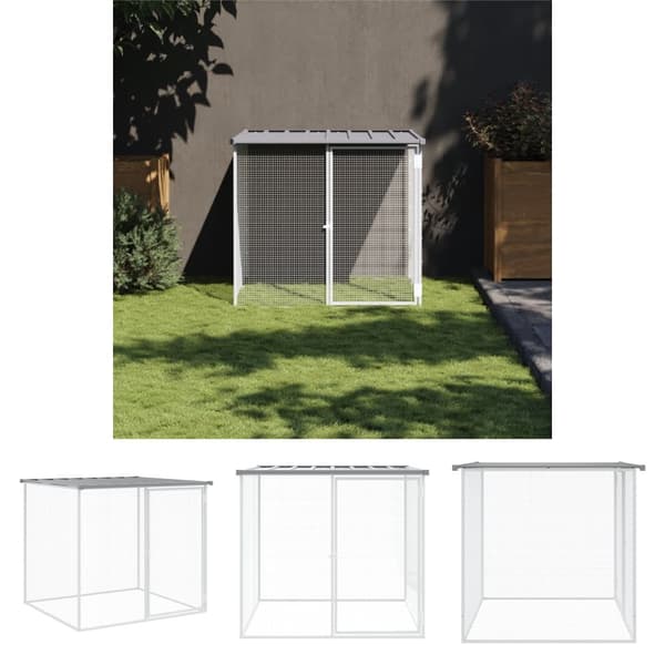 The Living Store hønsehus med tag 103x98x90 cm galvaniseret stål lysegrå -  Huse & bure til små dyr