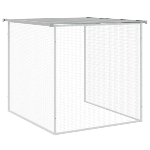 The Living Store Kanahäkki katolla vaaleanharmaa 403x98x90 cm galvanoitu teräs -  Pieneläinten kopit & häkit