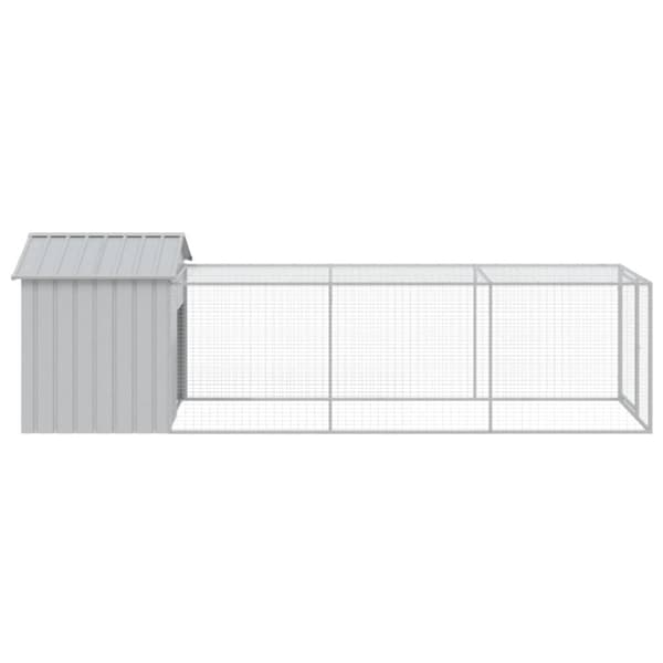 The Living Store hønsehus med løbegård 117x405x123 cm galvaniseret stål lysegrå - Huse & bure til små dyr